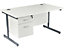Bureau rectangulaire avec 2 tiroirs | piétement en C | LxP 1200 x 800 mm | Pieds graphite | Blanc | Karbon K1