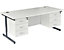 Büroschreibtisch Karbon K1 | BxT 1800 x 800 mm | mit 2&3 Schubladen | Weißer Rahmen | Buche | Certeo