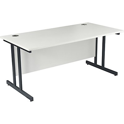 Schreibtisch Deluxe Karbon K3 | BxT 1800 x 800 mm | Graphit Rahmen | Weiß | Certeo
