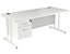 Bureau rectangulaire Deluxe avec 2 tiroirs | piétement en C | LxP 1200 x 800 mm | Pieds blancs | Hêtre | Karbon K3
