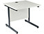 Bureau rectangulaire compact avec 2 tiroirs | piétement en C | LxP 1800 x 600 mm | Pieds argentés | Blanc | Karbon K1 | Certeo