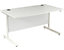 Bureau rectangulaire compact avec 2 tiroirs | piétement en C | LxP 1800 x 600 mm | Pieds argentés | Blanc | Karbon K1 | Certeo