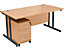  Schreibtisch Deluxe | BxT 1200 x 800 mm | Rollcontainer mit 3 Schubladen | Graphit Rahmen | Buche | Certeo