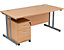 Schreibtisch Deluxe | BxT 1200 x  800 mm | Rollcontainer mit 2 Schubladen | Silberner Rahmen | Weiß | Certeo