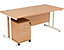 Schreibtisch Deluxe | BxT 1200 x 800 mm | Rollcontainer mit 3 Schubladen | Weißer Rahmen | Buche | Certeo