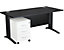 IT-Schreibtisch | BxTxH 1200 x 800 x 730 mm | Weißer Rollcontainer mit 3 Schubladen | Graphit Rahmen | Schwarz | Certeo