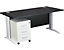 IT-Schreibtisch | BxTxH 1200 x 800 x 730 mm | Weißer Rollcontainer mit 3 Schubladen | Weißer Rahmen | Schwarz | Certeo