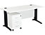 Schreibtisch mit Kabeldurchlass und Rollcontainer Karbon K5 | 2 Schubladen | BxT 1200 x 800 mm | Weißer Rahmen | Buche | Certeo