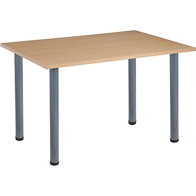 Table de réunion avec pieds tubulaires | Rectangulaire| LxPxH 1200 x 800 x 740 mm| Piétement graphite | Hêtre | Karbon | Certeo