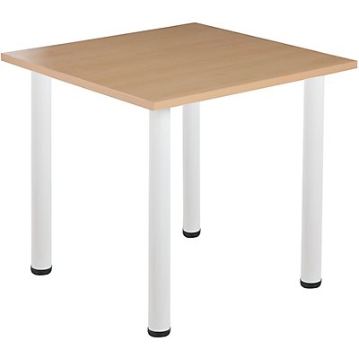 BxTxH 800 x 800 x 740 mm Certeo Besprechungstisch mit Rohrbeinen Tisch Tischplatte Schreibtisch B/ürotisch Silberner Rahmen Quadratisch Buche