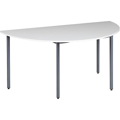 Flexi-Tisch Karbon | Halbkreisförmig | BxTxH 1200 x 600 x 725 mm | Graphit Rahmen| Weiß | Certeo