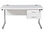 Bureau rectangulaire compact avec 2 tiroirs | piétement en C | LxP 1200 x 600 mm | Pieds graphite | Blanc | Karbon K1 | Certeo