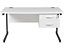 Bureau rectangulaire compact avec 2 tiroirs | piétement en C | LxP 1200 x 600 mm | Pieds blancs | Blanc | Karbon K1 | Certeo