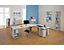 Schreibtisch | Manuell höhenverstellbar | BxTxH   1800 x 800 x 680-820 mm | Nussbaum-Silber | Geramöbel