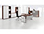 PC-Schreibtisch rechts höhenverstellbar | C Fuß Blende optional | 1600x1200x680-820 | Ahorn/Silber | Geramöbel