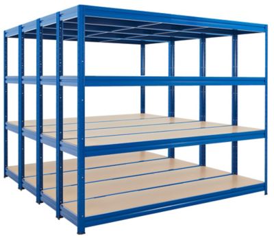 Mega Deal | 4x Garagenregale HxBxT 1770 x 1600 x 600 mm | 1x Werkbank HxBxT 870 x 1200 x 600 mm | silbergrau | Certeo