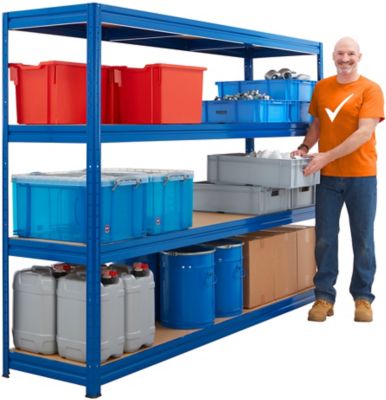 Stabiles Garagenregal | Tragkraft bis zu 600 kg pro Fachboden | HxBxT 1770 x 900 x 450 mm | Silber