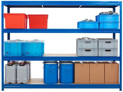 Stabiles Garagenregal | Tragkraft bis zu 600 kg pro Fachboden | HxBxT 1770 x 900 x 450 mm | Silber