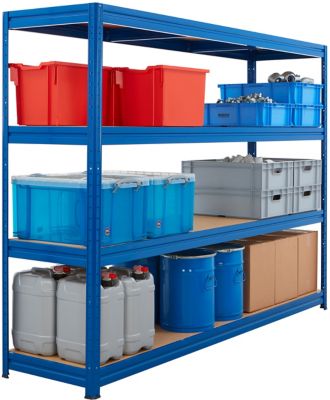 Stabiles Garagenregal | Tragkraft bis zu 600 kg pro Fachboden | HxBxT 1770 x 900 x 450 mm | Silber
