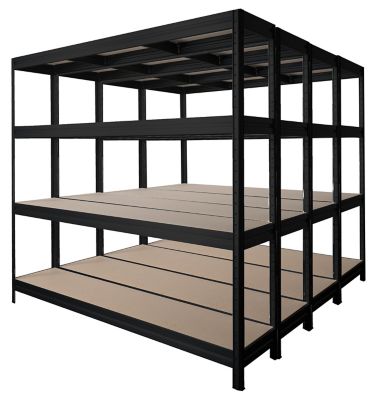 Mega Deal | 4x Garagenregale HxBxT 1770 x 1600 x 600 mm | 1x Werkbank HxBxT 870 x 1200 x 600 mm | silbergrau | Certeo
