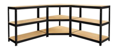 Regalsystem | 1x Lagerregal + 1x Eckregal | HxBxT 180 x 120 x 45 cm | Traglast: 250 kg pro Fachboden | Blau | Certeo