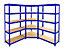Système d'étagères | Étagères solides pour atelier + étagères d'angle | HxLxP 180 x 120 x 45 cm | Charge maximale : 250 kg par tablette | Bleu | Certeo