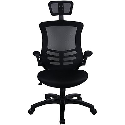 Bürodrehstuhl Sprint | Mit Netz-Rückenlehne und Kopfstütze | Schwarz | Certeo
